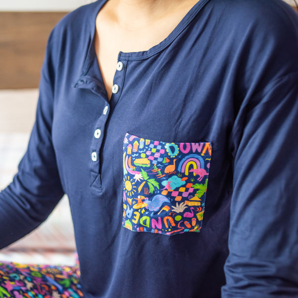 Adults Bamboo Pyjamas | Down Under (Navy)