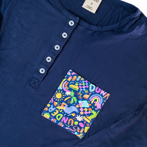 Adults Bamboo Pyjamas | Down Under (Navy)