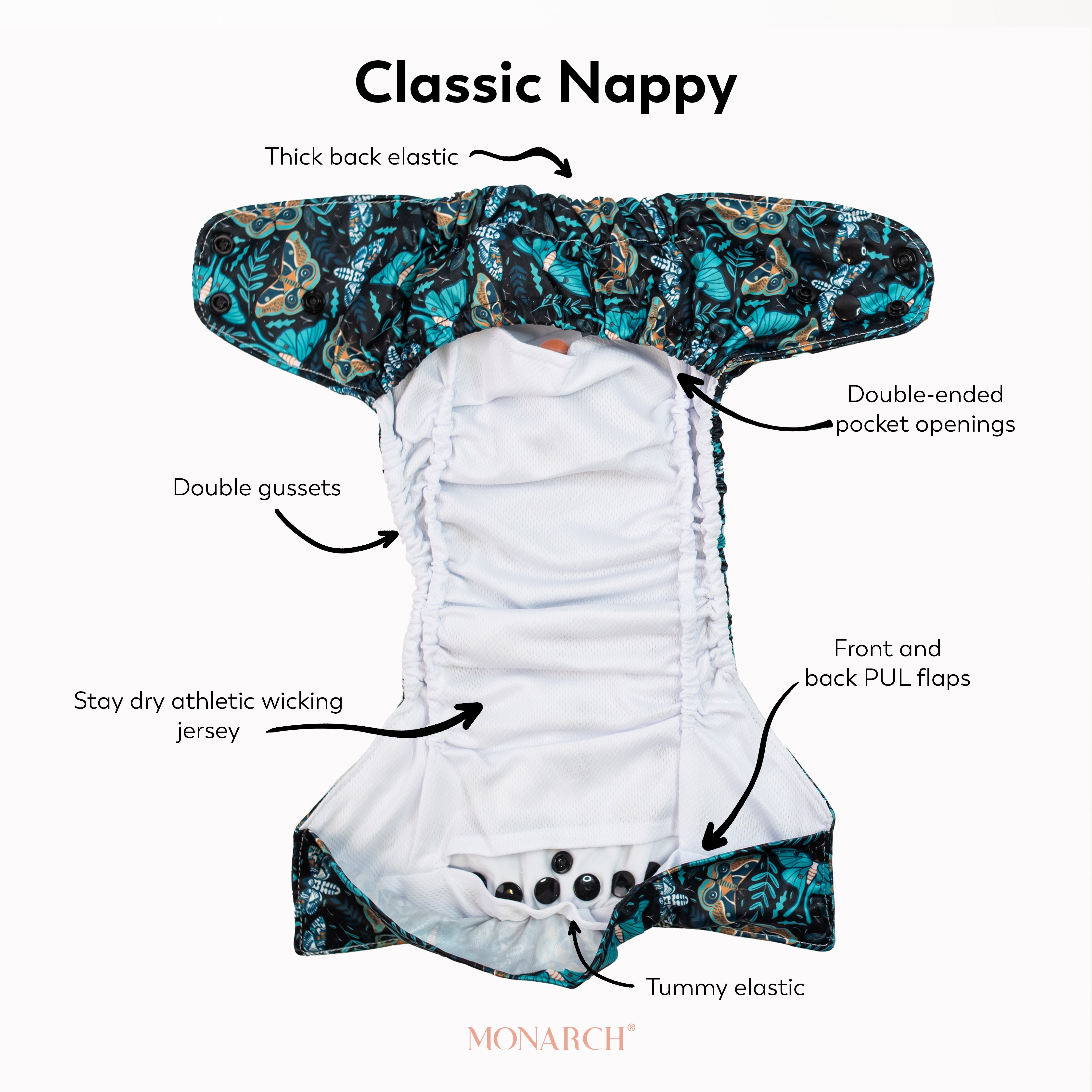 Classic Reusable Cloth Nappy 2.0 | Jane Eyre - Monarch